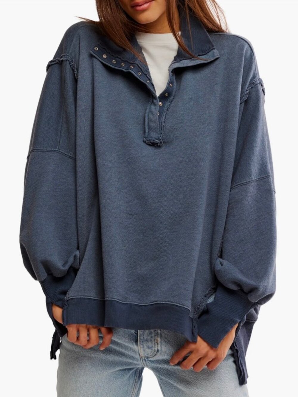 160. Free People camden henley top in navy